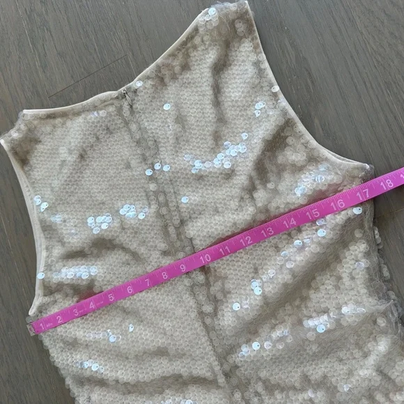 Staud Eton Mini Dress Moon Tan Sequin Embellished - Size Large - Picture 10 of 14
